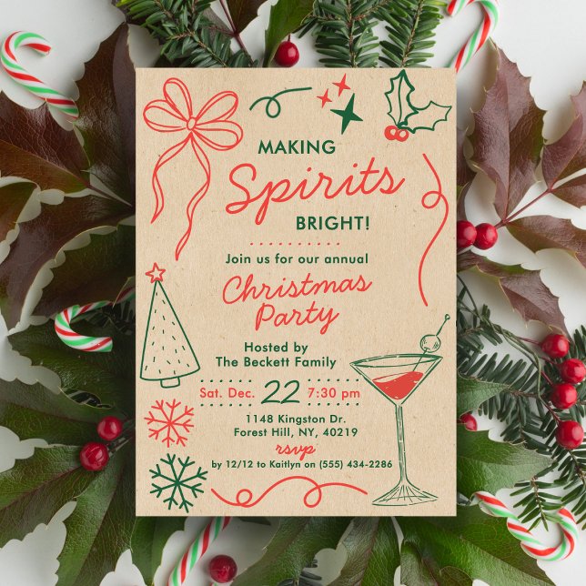 Making Spirits Bright | Holiday Cocktail Party Inbjudningar (Skapare uppladdad)