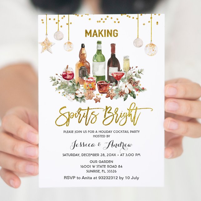 Making Spirits Bright Julfest Invitation Inbjudningar (Skapare uppladdad)