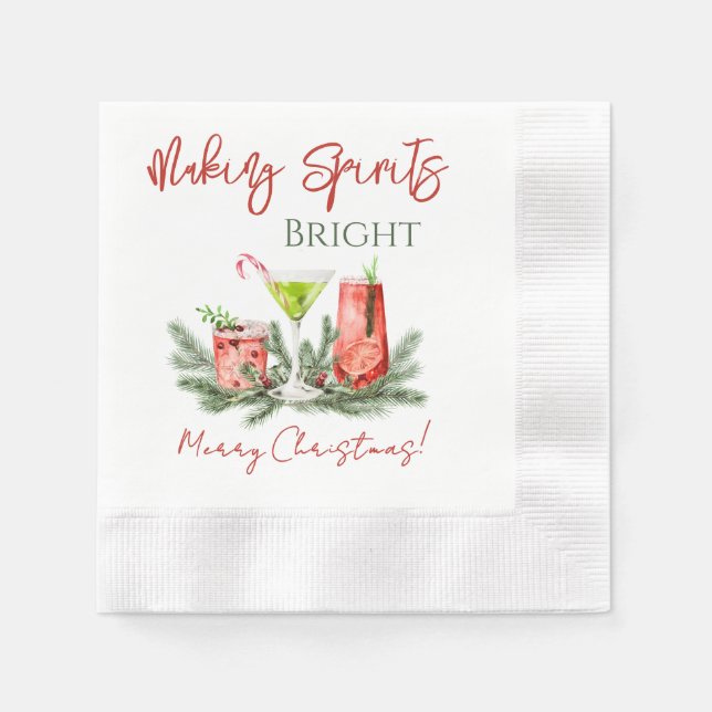 Making Spirits Bright Merry Christmas Cocktail Pappersservett (Framsidan)