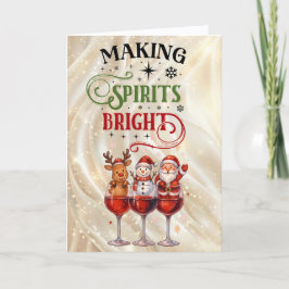 Making Spirits Bright Wine Glass Christmas Helgkort