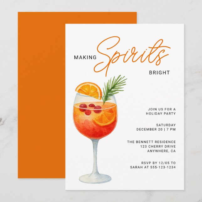 Making Sprits Bright Modern Christmas Party Inbjudningar (Fram/baksida)