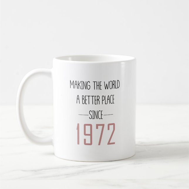Making The World A Better Place 1972 Birthday Gift Kaffemugg (Vänster)