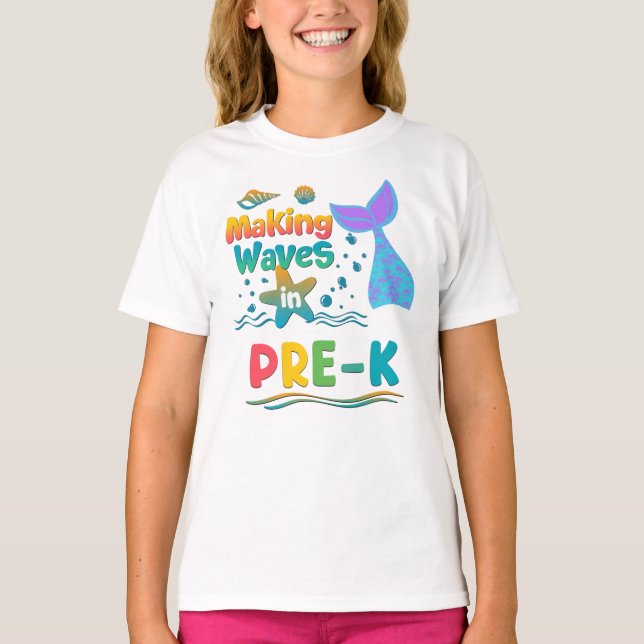 Making Waves School Shirt Pre-K to 2nd Grade Girl  T (Framsida)