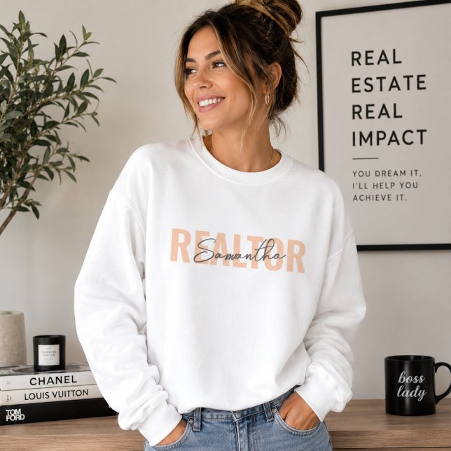 Mäklarensvärmedräkt | Fastighetsmäklare Pullover T Shirt (Personalized realtor sweatshirt with custom name detail for gifting, open houses & client meetings.)
