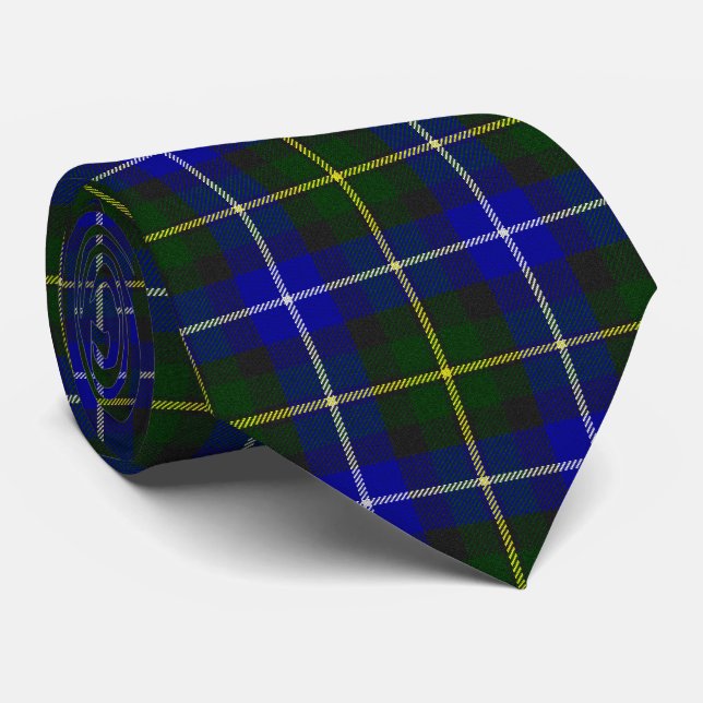 Makneil av Barra tartan Blue grönt plaid Slips (Rullad)