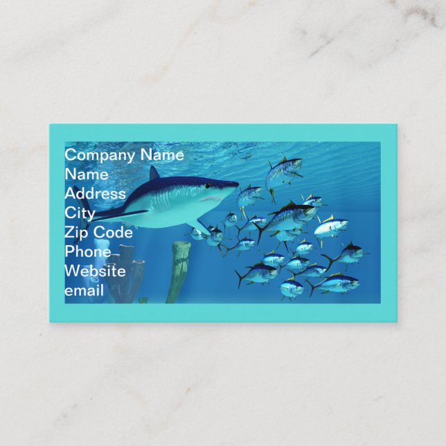 Mako Shark efter gulfenad tonfisk Visitkort (Framsida)