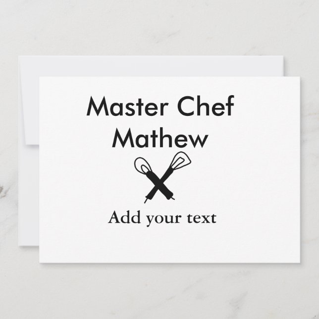 Mäkokonköksmästare tillsätt text namn cutl inbjudningar (Framsida)