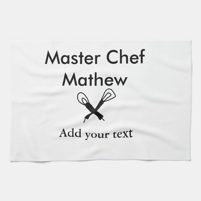 Mäkokonköksmästare tillsätt text namn cutl kökshandduk (Horisontell)