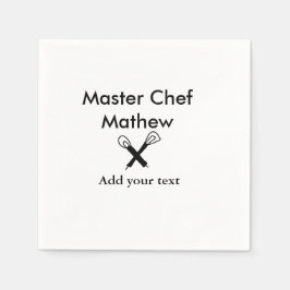 Mäkokonköksmästare tillsätt text namn cutl pappersservett