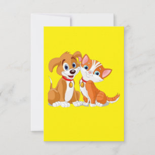 MAKOM ART-Cute hund med kattillustration Tack Y Kort