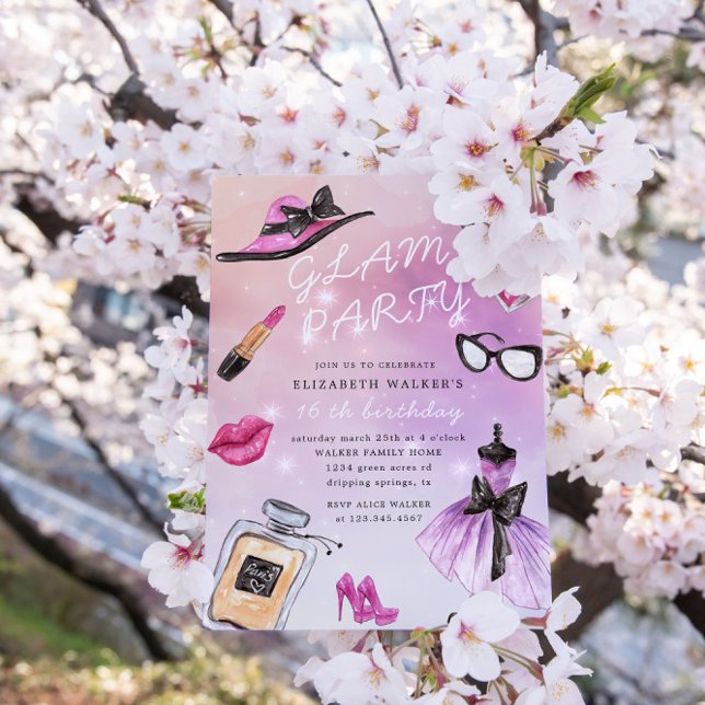 Makover Glam Gnistra Födelsedagsfest inbjudan (Skapare uppladdad)