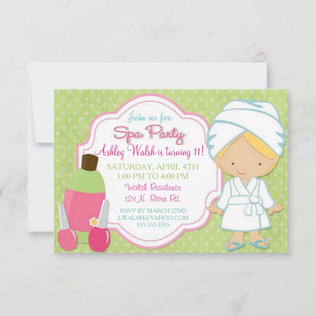 Makover Spa Party Inbjudningar (Framsida)