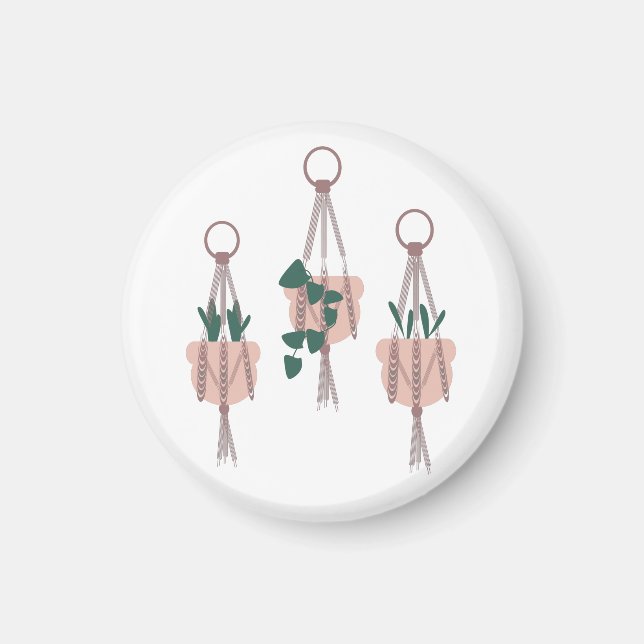 Makrame Växt Hängare Kruka Planterar Illustration Magnet (Framsidan)
