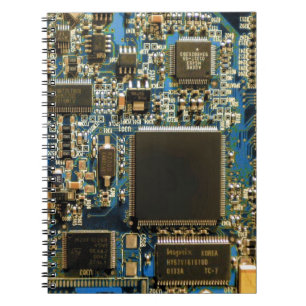 Makro Blå Kretskort PCB Foto Anteckningsbok