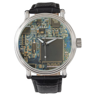 Makro Blå Kretskort | PCB Foto Armbandsur