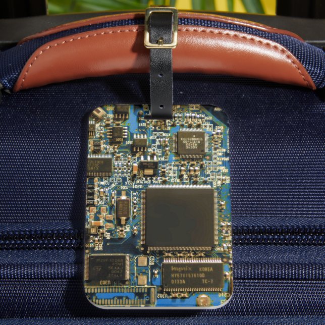 Makro Blå Kretskort | PCB Foto Bagagebricka (Framsida Insitu 2)