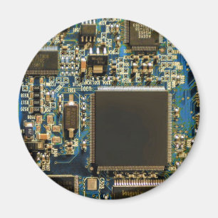 Makro Blå Kretskort PCB Foto Magnet