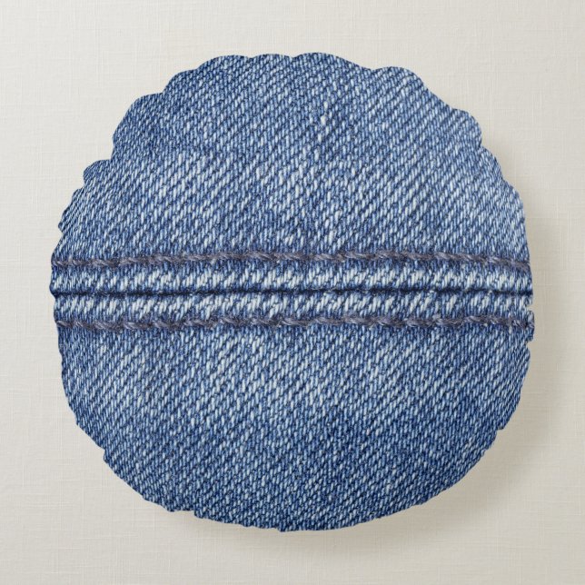Makro Blue Denim, Struktur. Rund Kudde (Framsidan)