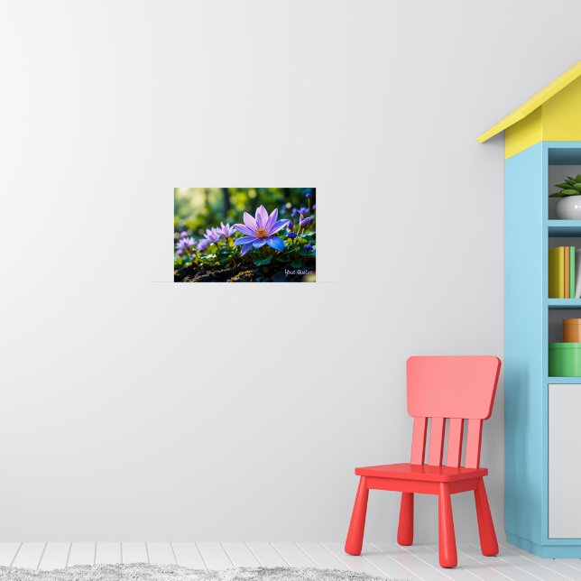 Makro lila skogsblommor med dagg poster (Barnkammare 1)