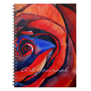 Makro röd ros abstrakt art journal anteckningsbok med spiral