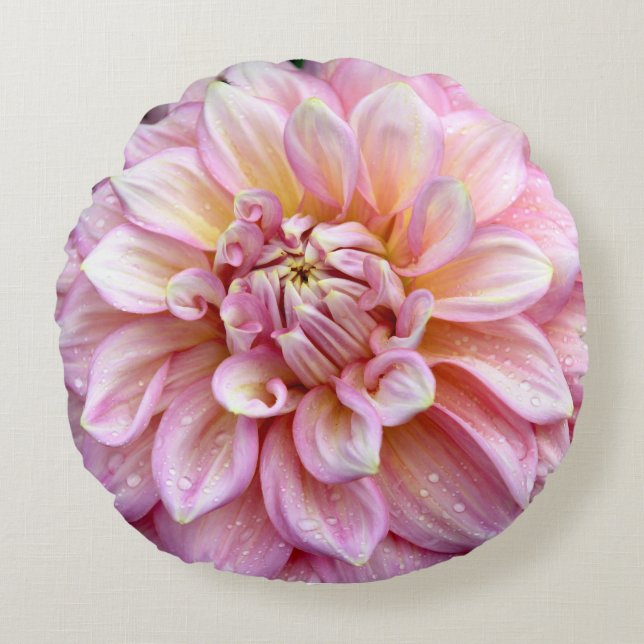 Makroaufnahme einer rosa Dahlie Rund Kudde (Framsidan)