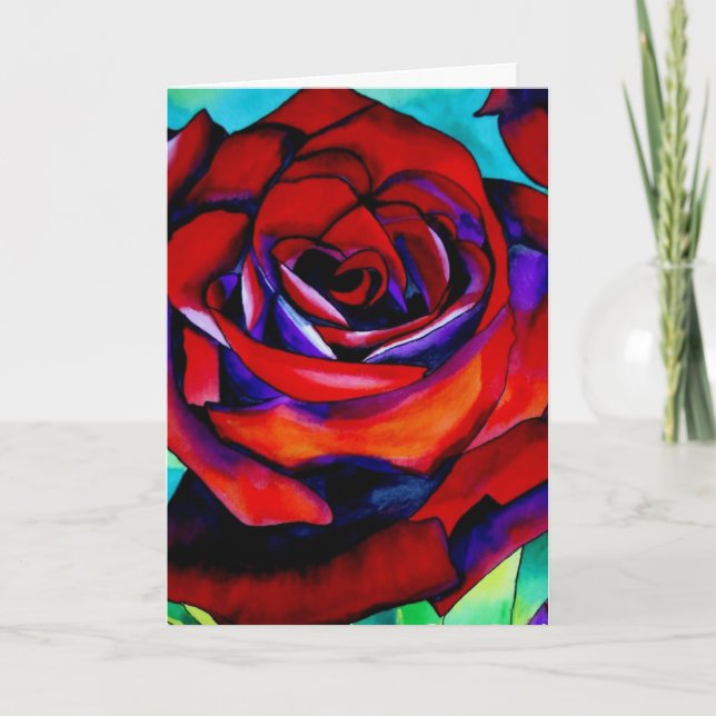 Makroblomma Alla hjärtans dagskort i röd ros Helgkort (Framsida)