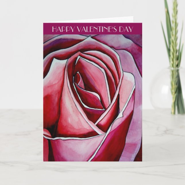 Makroblomma Alla hjärtans dagskort i rosa ros Helgkort (Framsida)