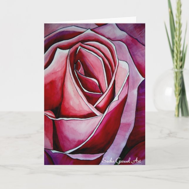 Makroblomma rosa ros Alla hjärtans dag-kort Helgkort (Framsida)