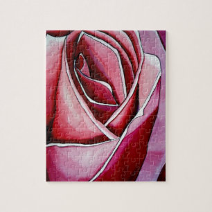 Makroblomma rosa ros vattenfärg abstrakt konst pussel