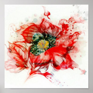 MakroBlommarna Faded Red Watercolor Poster