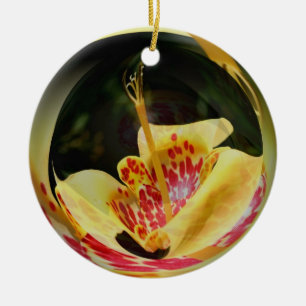 Makrofläckig Gult Lily Flower Art Ornament