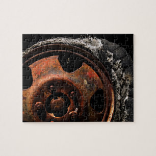 Makrofoto från Rusty Wheel Torn Däck Pussel