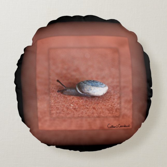 Makrofoto från Snigel på Terracotta Rund Kudde (Framsidan)