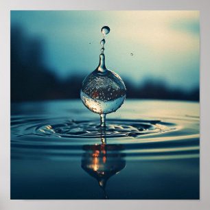 Makrofotografi av droplet vatten poster