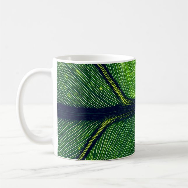 Makrofotografi av grönt löv kaffemugg (Vänster)