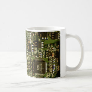 Makrogrön kretskort PCB-foto Kaffemugg
