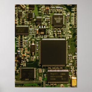 Makrogrön kretskort PCB Foto Poster