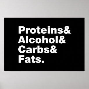 Makronäringsämnen. Proteiner & Alkohol & Kolhydrat Poster