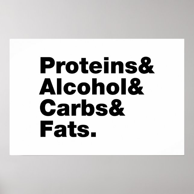 Makronäringsämnen. Proteiner & Alkohol & Kolhydrat Poster (Framsidan)