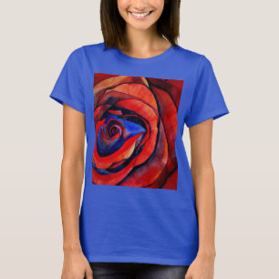Makroreda rosabstrakt konstmålning t shirt