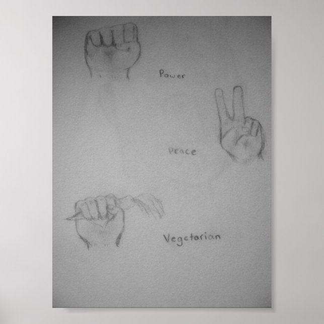 Makt, fred, vegetariskt originalverk Poster (Framsidan)