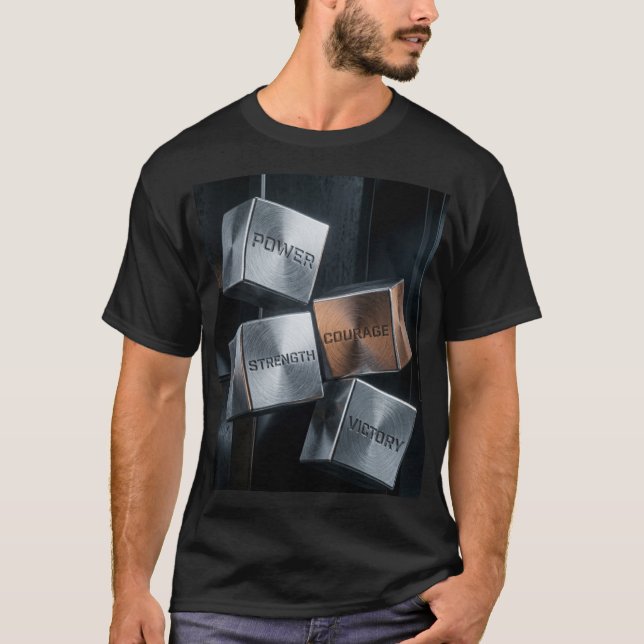 MAKT STYRKA MOD SEGER - Metallkuber Motivation T Shirt (Framsida)