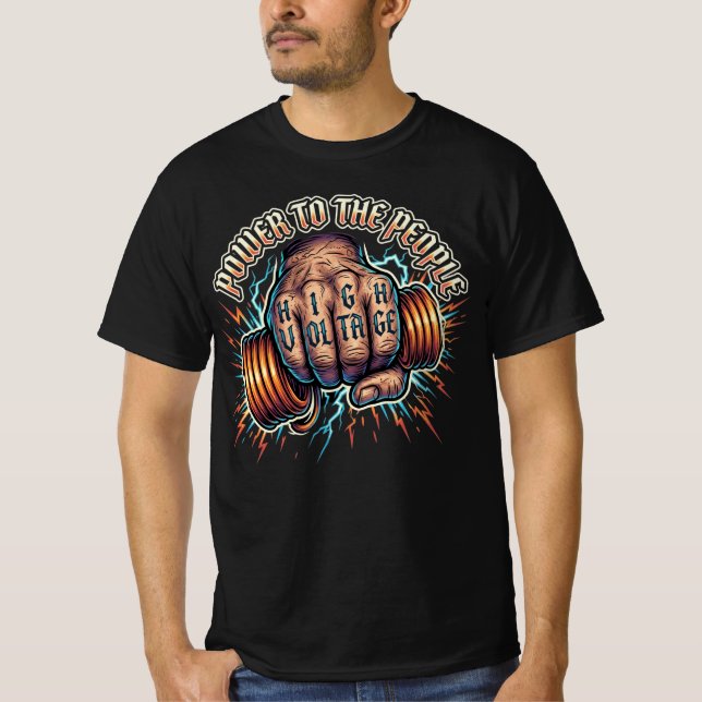 Makt till folket Högspänningselektriker Present T Shirt (Framsida)