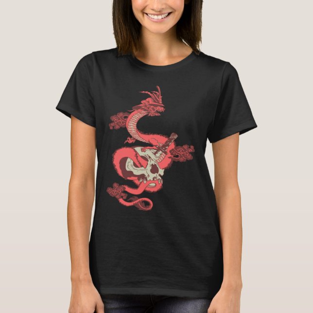 mäktig drak kinesisk ödla estetiska kläder t shirt (Framsida)