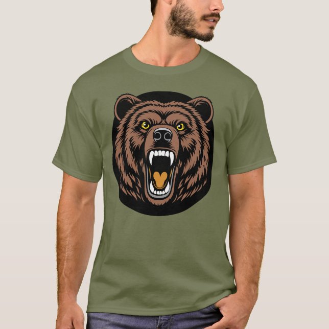 Mäktigt Björn Kraftemblem T Shirt (Framsida)