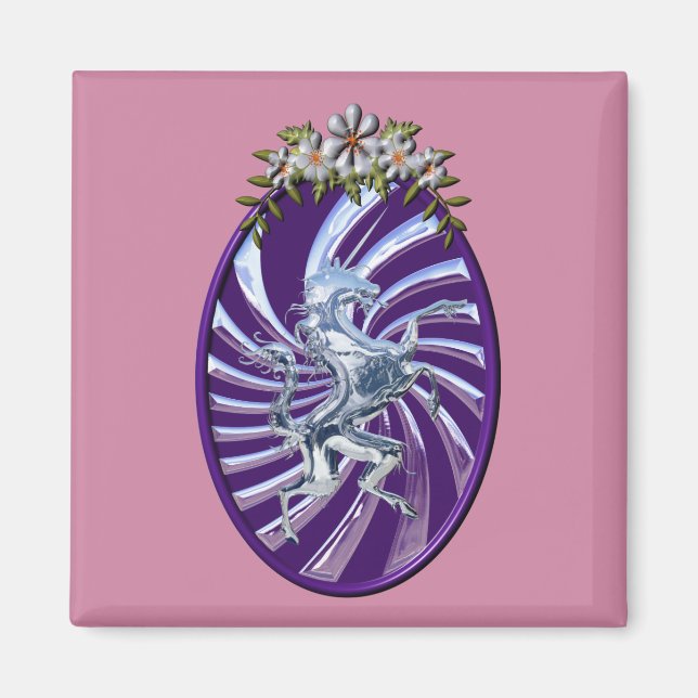 Mäktigt mytiskt enhörn magnet (Framsidan)