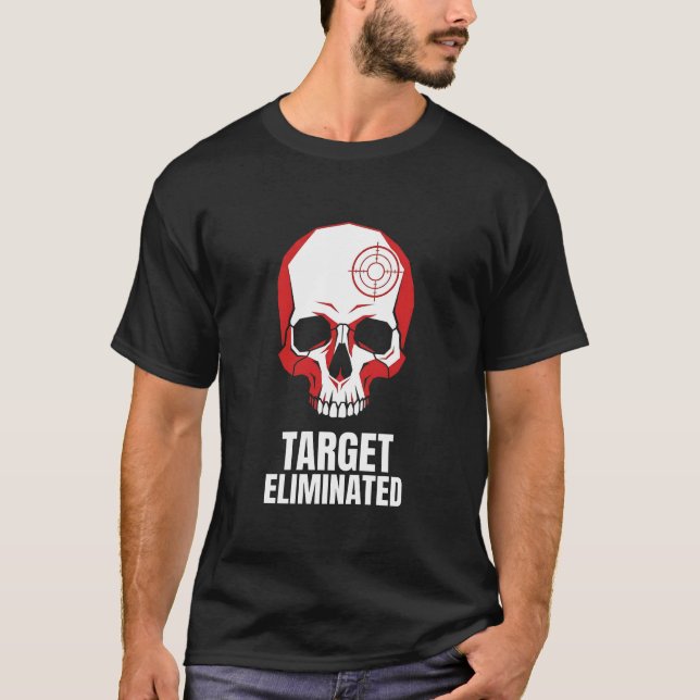 Mål eliminerat – Dödskalle-korshår T Shirt (Framsida)