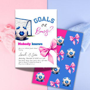 Mål eller Bows Blue eller Rosa Football Gender Rev Inbjudningar