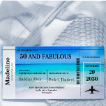 Mål för 50 och Fabulous Boarding Pass Födelsedag<br><div class="desc">En vacker bild av sjösidan är bakgrunden till denna inbjudan till den tropiska stranden för ombordstigningspassets destination. En inbjudan till anpassningsbar för roligtens mål. Tropiska stranden med akvabblyor och modern text.</div>