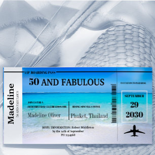 Mål för 50 och Fabulous Boarding Pass Födelsedag